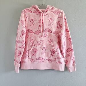 Disney Marvel Superhero Women's Pink Fleece Pullover Hoodie Sweatshirt Medium